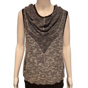 Venus Black White Marled Hooded Sleeveless Top M